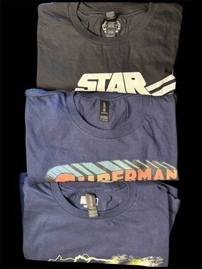 Gildan Star Wars, Superman & Thor 2XL Graphic Crew Neck T-Shirts - Navy & Black